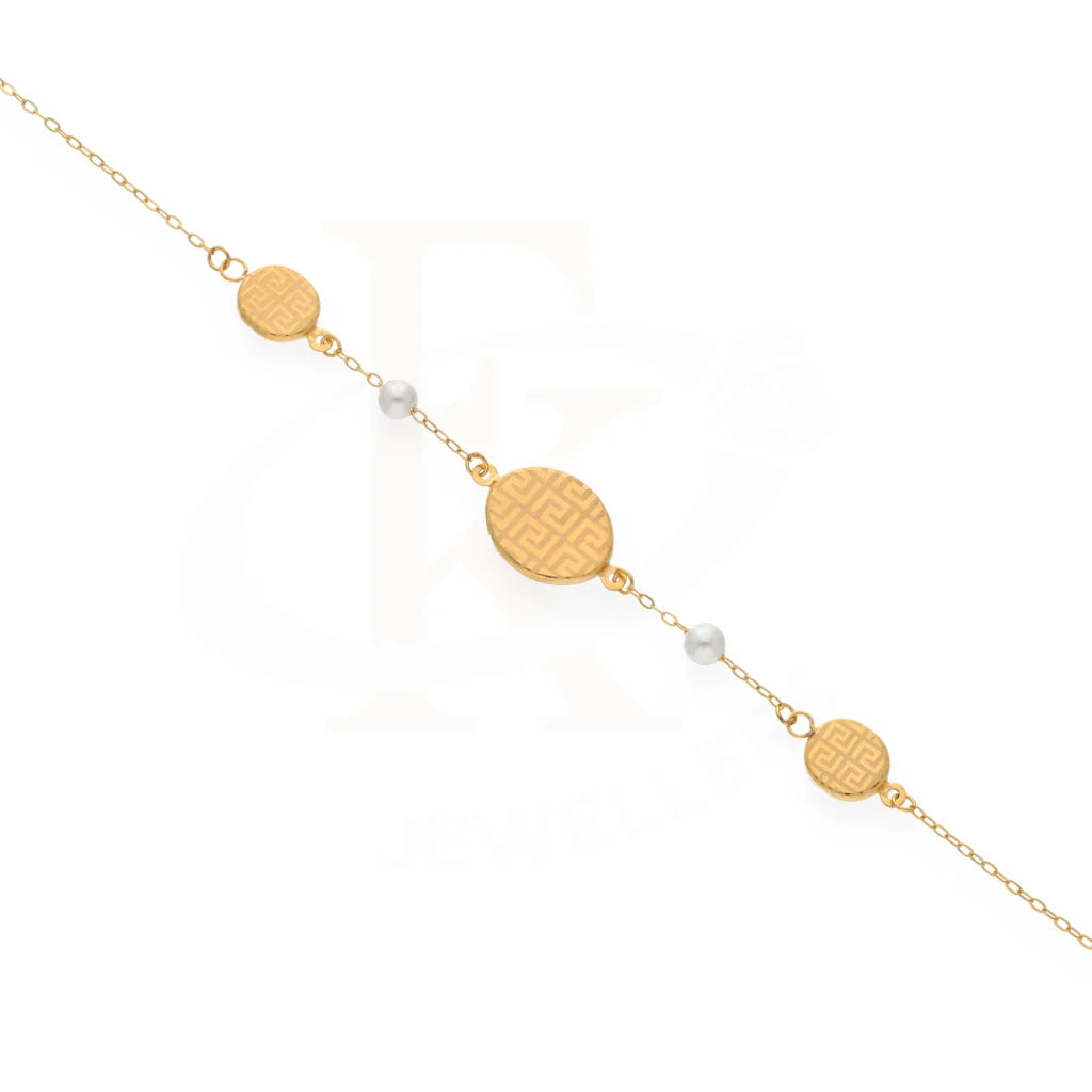 Gold Classy Line Pattern In Oval Bracelet 21Kt - Fkjbrl21Km8201 Bracelets