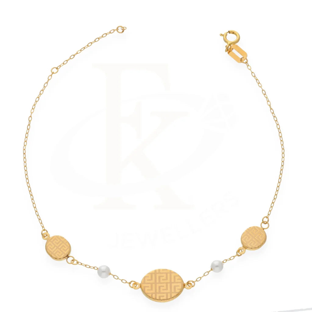 Gold Classy Line Pattern In Oval Bracelet 21Kt - Fkjbrl21Km8201 Bracelets