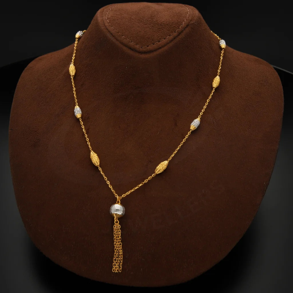 Gold Classy Oval Shaped Necklace 21Kt - Fkjnkl21Km8182 Necklaces