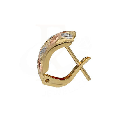 Gold Clip Flower Engraved Earrings 18Kt - Fkjern1764
