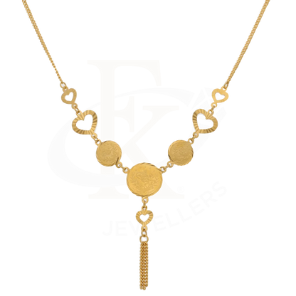 Gold Coin And Heart Shaped Necklace 21Kt - Fkjnkl21K7746 Necklaces