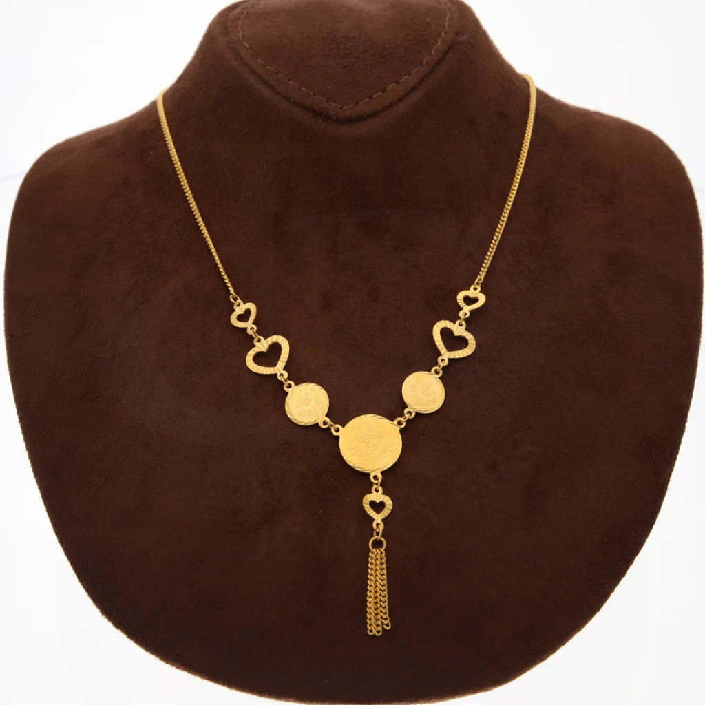 Gold Coin And Heart Shaped Necklace 21Kt - Fkjnkl21K7746 Necklaces