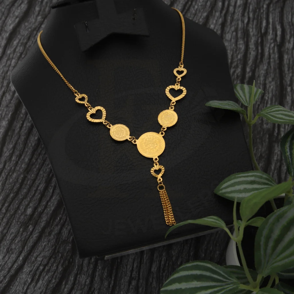 Gold Coin And Heart Shaped Necklace 21Kt - Fkjnkl21K7746 Necklaces