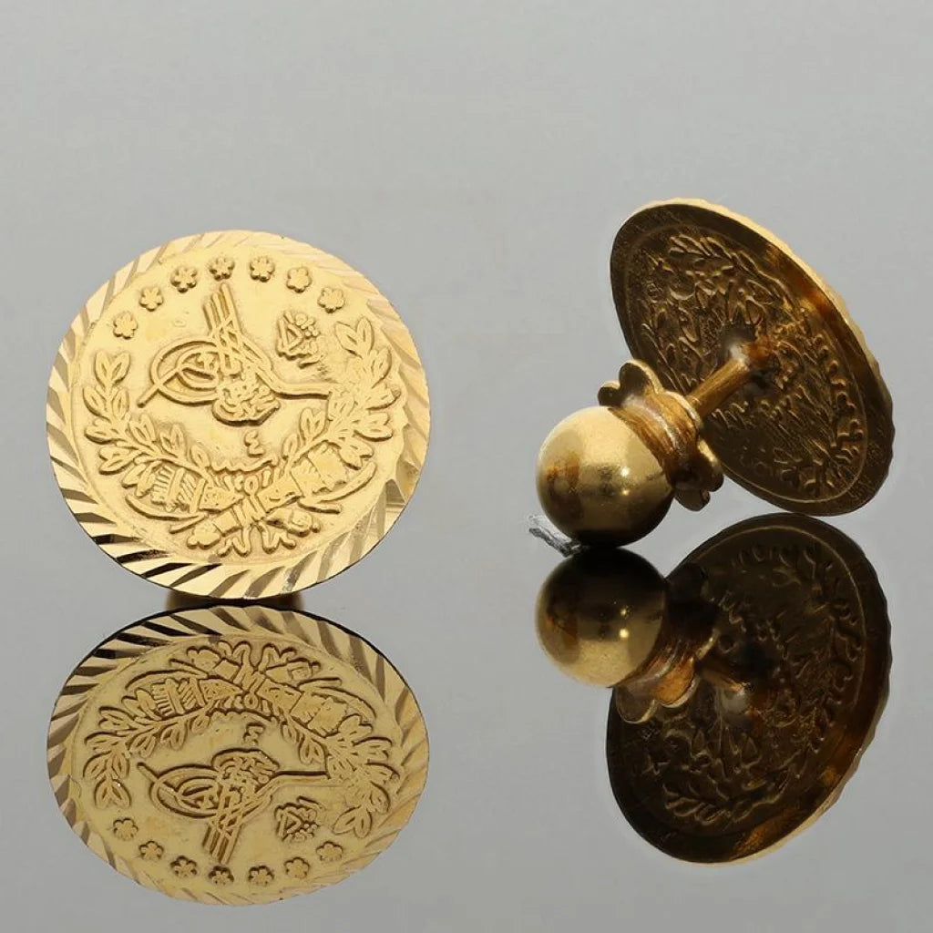 Gold Coin Shaped Stud Earrings 21Kt - Fkjern21K2425