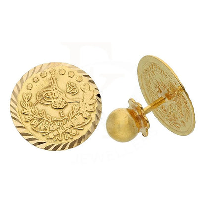 Gold Coin Shaped Stud Earrings 21Kt - Fkjern21K2425