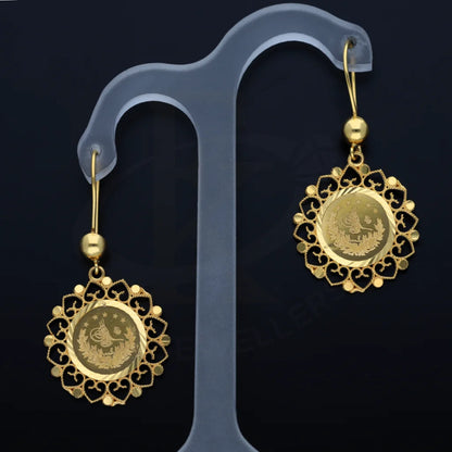 Gold Coin With Heart Shaped Earrings 21Kt - Fkjern21K7760