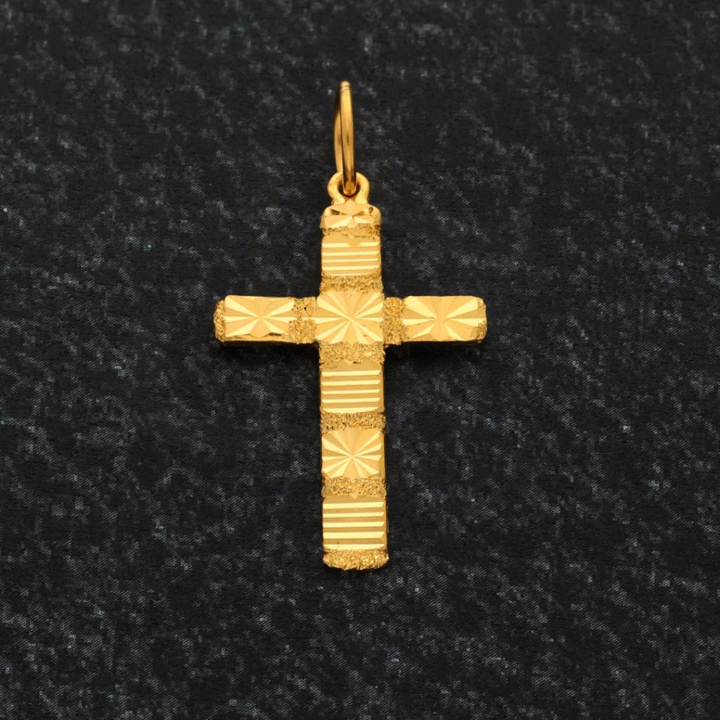 Gold Cross Shaped Pendant 21Kt - Fkjpnd21Km8543 Pendants