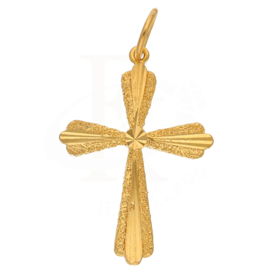 Gold Cross Shaped Pendant 21Kt - Fkjpnd21K8565 Pendants