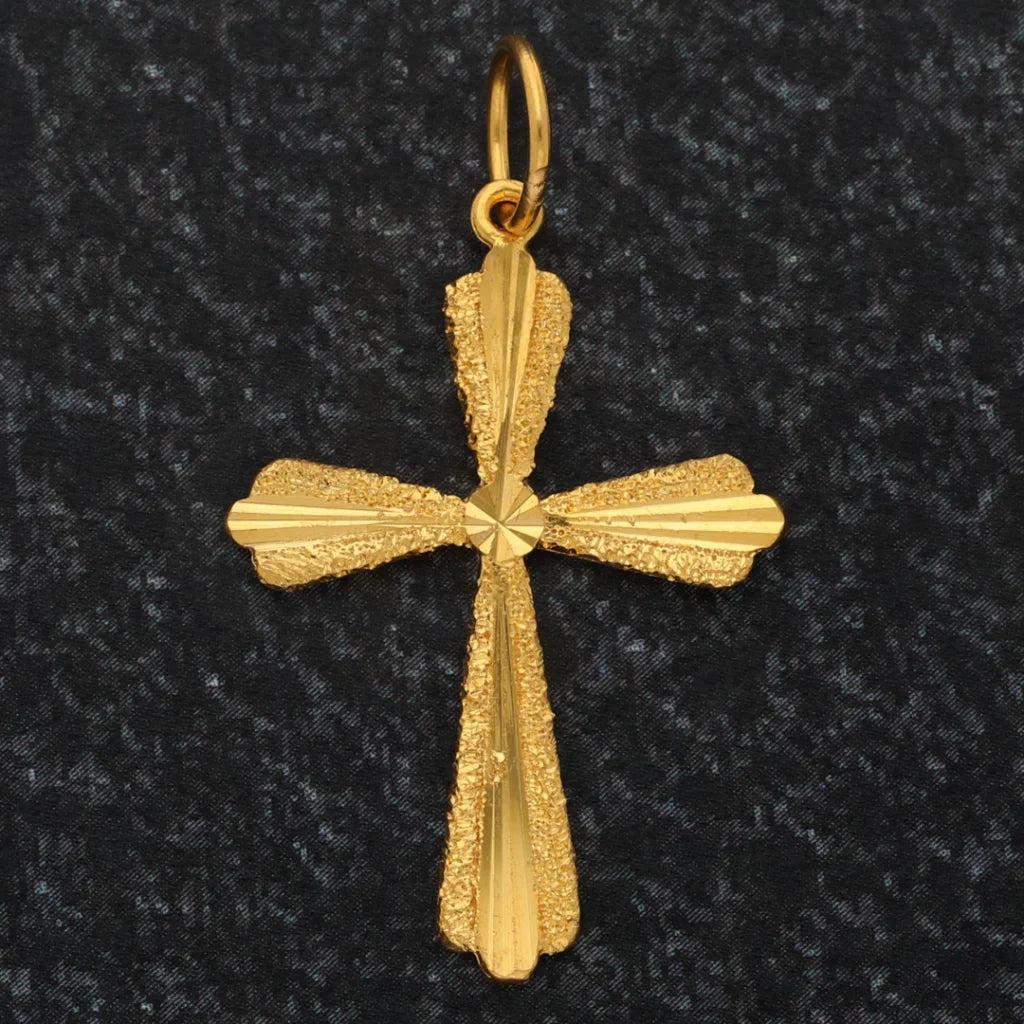 Gold Cross Shaped Pendant 21Kt - Fkjpnd21K8565 Pendants