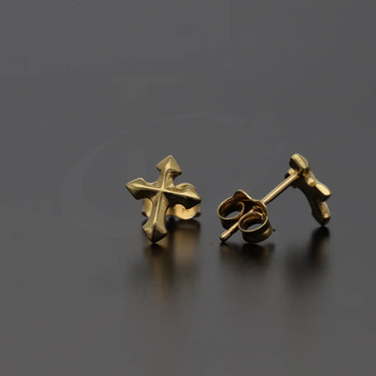 Gold Cross Shaped Stud Earrings 18Kt - Fkjern18K7832