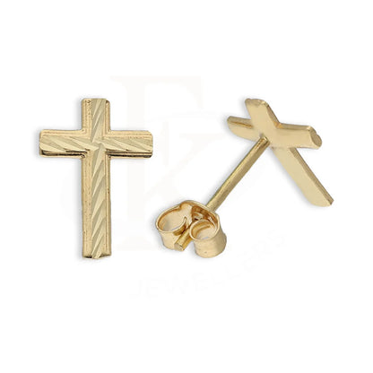 Gold Cross Stud Earrings 18Kt - Fkjern18K5549