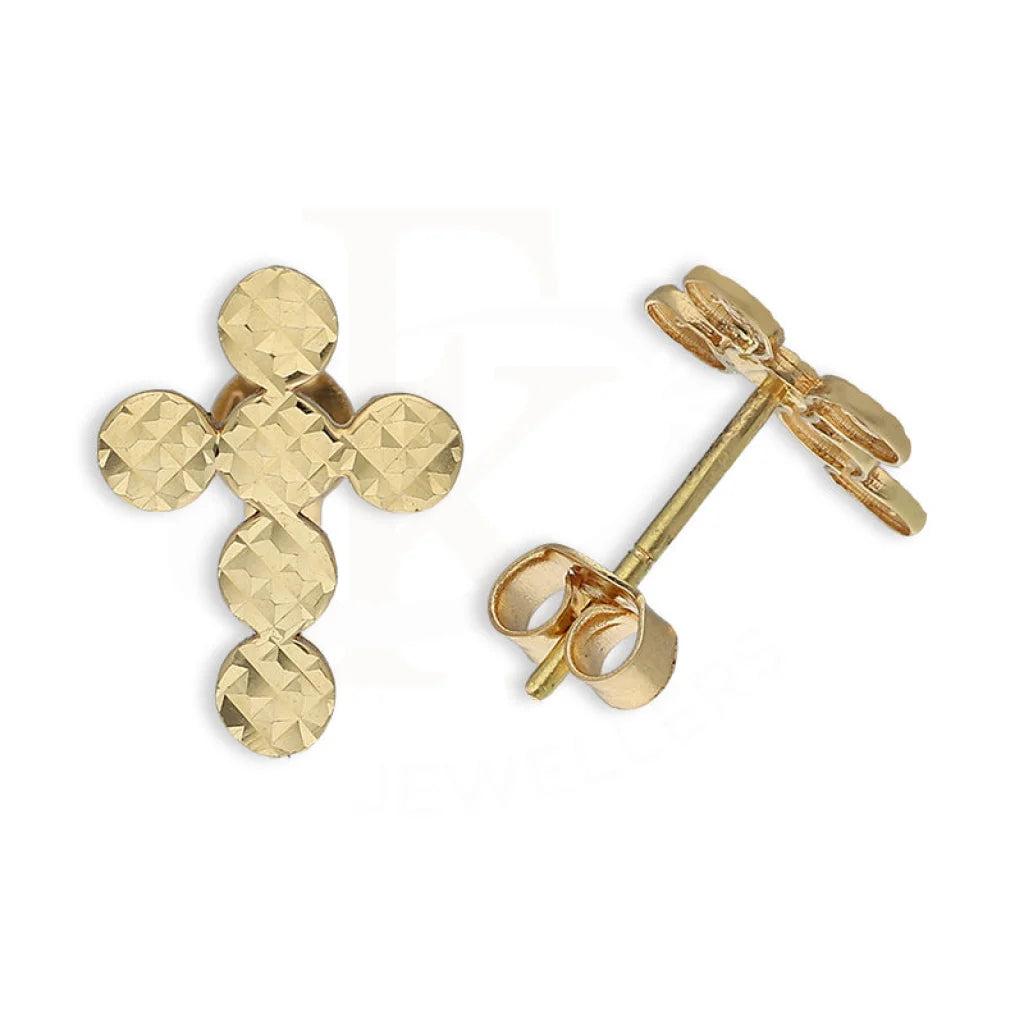 Gold Cross Stud Earrings 18Kt - Fkjern18K5552