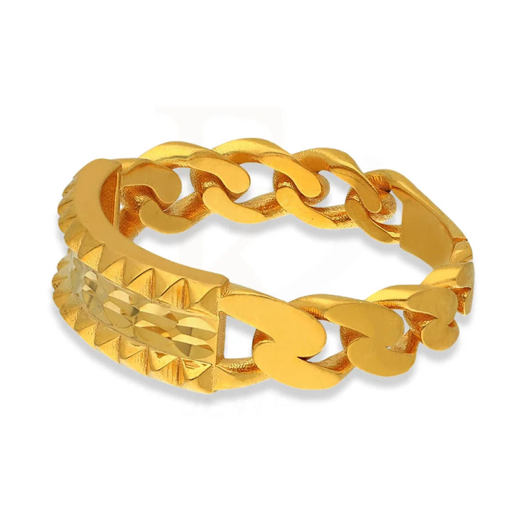 Gold Curb Bangle With Ring In 22Kt - Fkjbng22K1942 Bangles