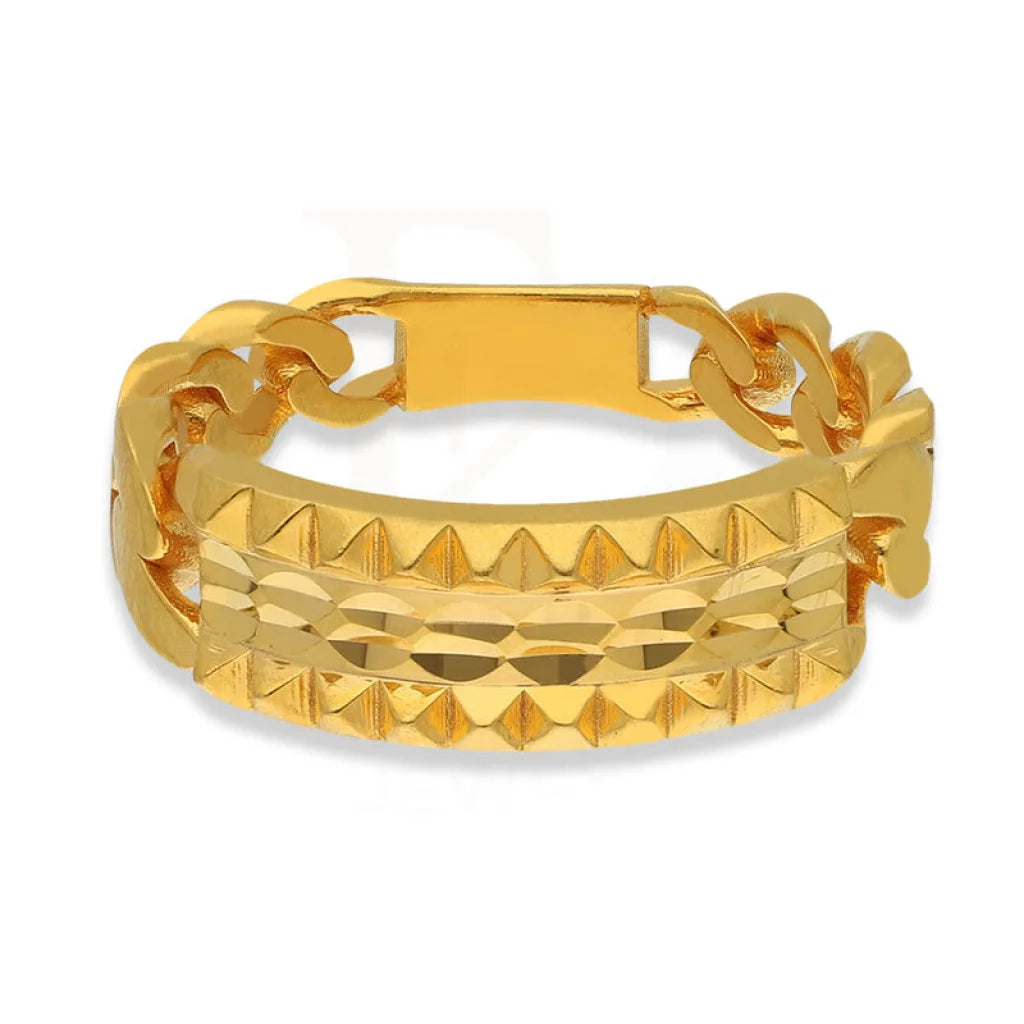 Gold Curb Bangle With Ring In 22Kt - Fkjbng22K1942 Bangles