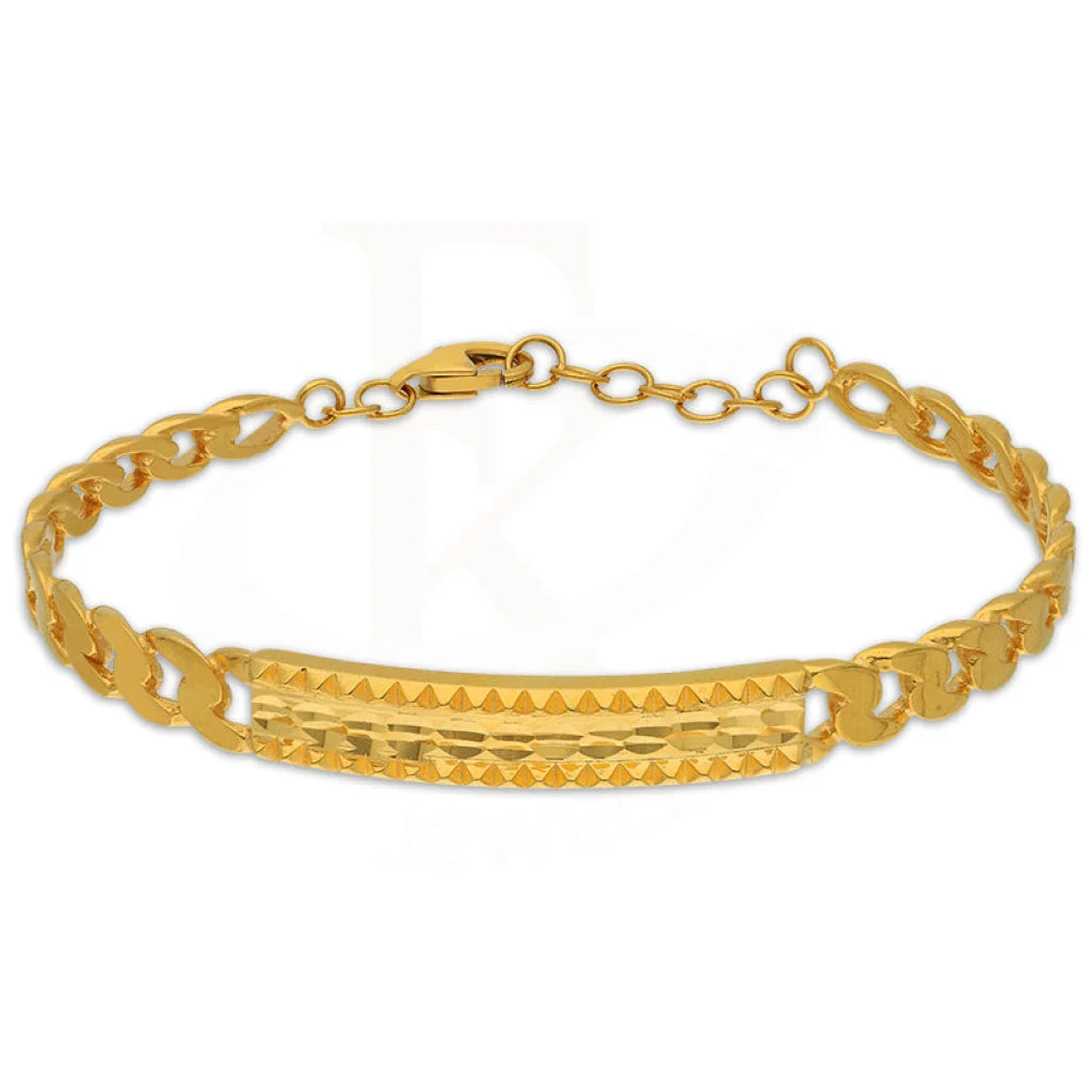 Gold Curb Bangle With Ring In 22Kt - Fkjbng22K1942 Bangles