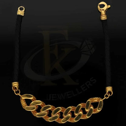 Gold Curb With Leather Bracelet In 21Kt - Fkjbrl21K2764 Bracelets