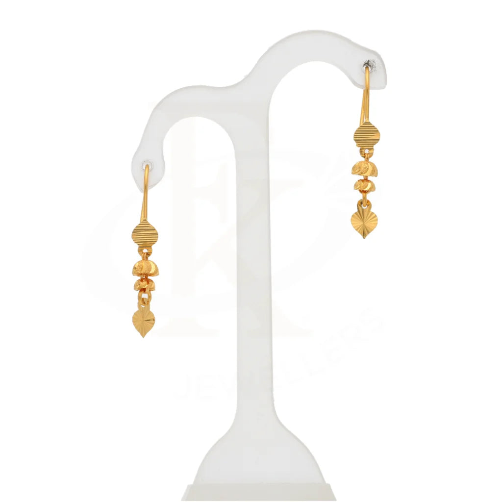 Gold Dainty Indian Dangle Earring 21Kt - Fkjern21Km8439 Earrings