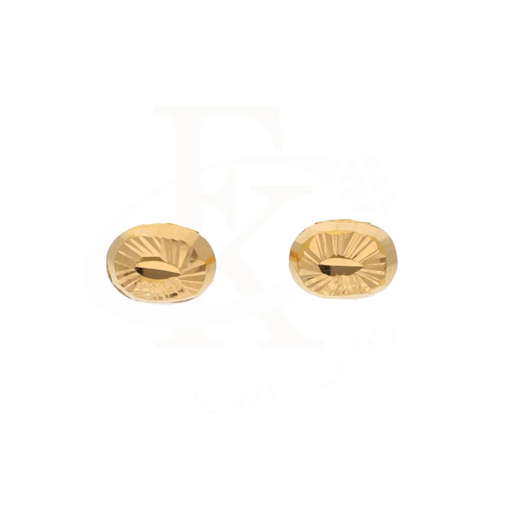 Gold Designer Oval Shaped Stud Earrings 21Kt - Fkjern21Km8622