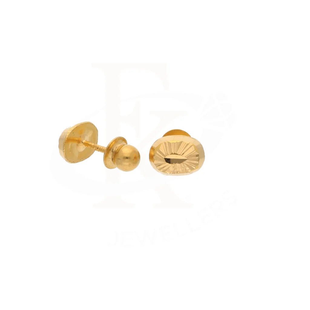 Gold Designer Oval Shaped Stud Earrings 21Kt - Fkjern21Km8622