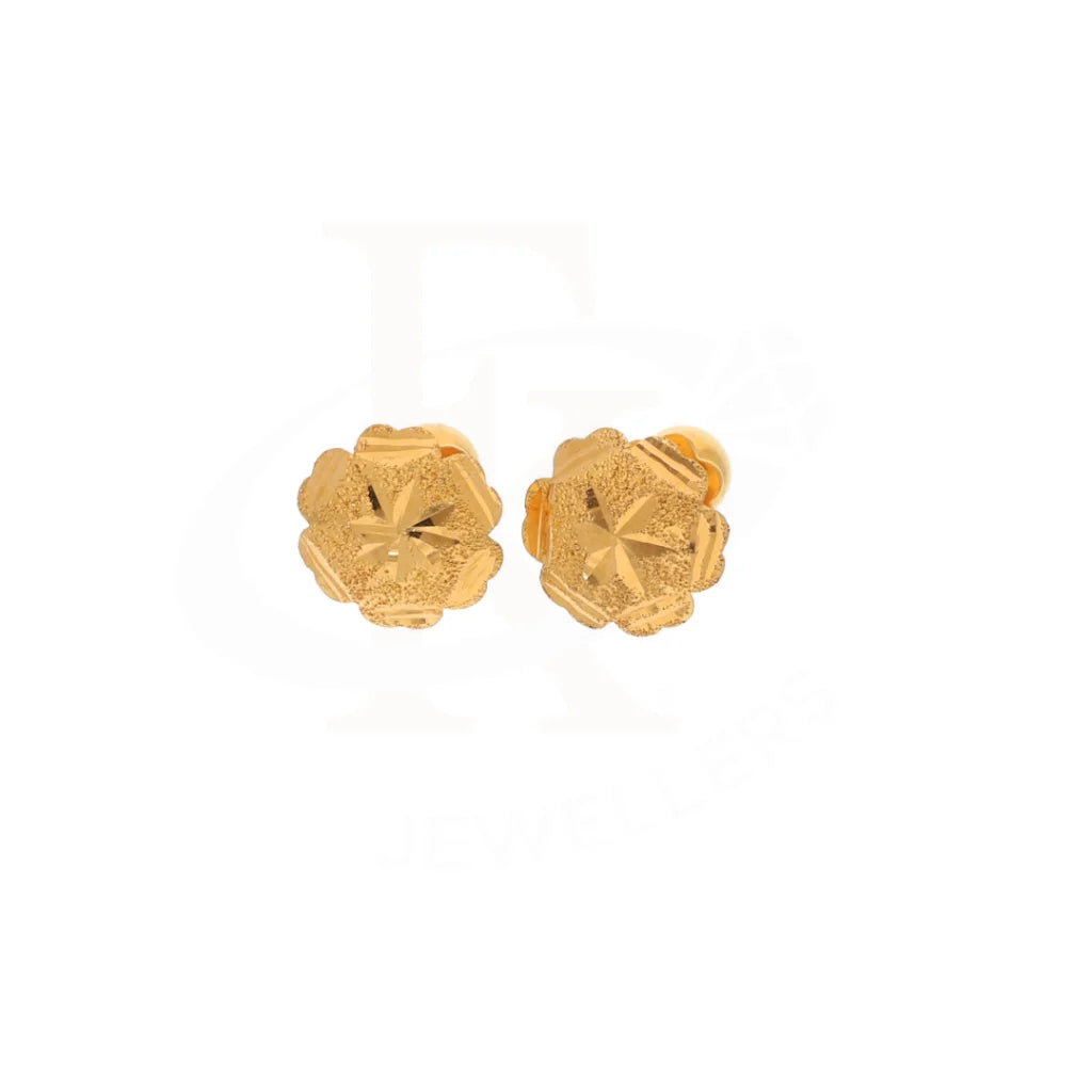 Gold Designer Stud Flower Earrings 21Kt - Fkjern21Km8621