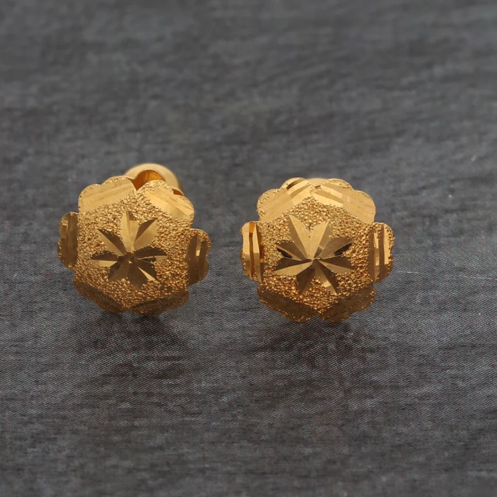 Gold Designer Stud Flower Earrings 21Kt - Fkjern21Km8621