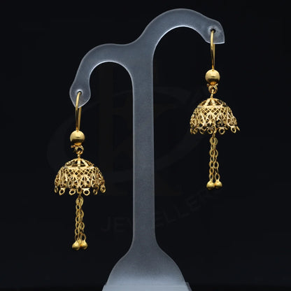 Gold Dome Shaped Earrings 21Kt - Fkjern21K7758
