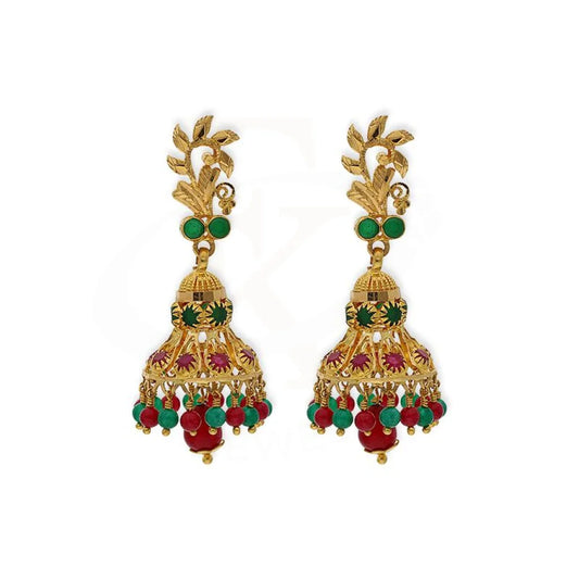 Gold Dome Shaped Jhumka Drop Earrings 22Kt - Fkjern22K2335