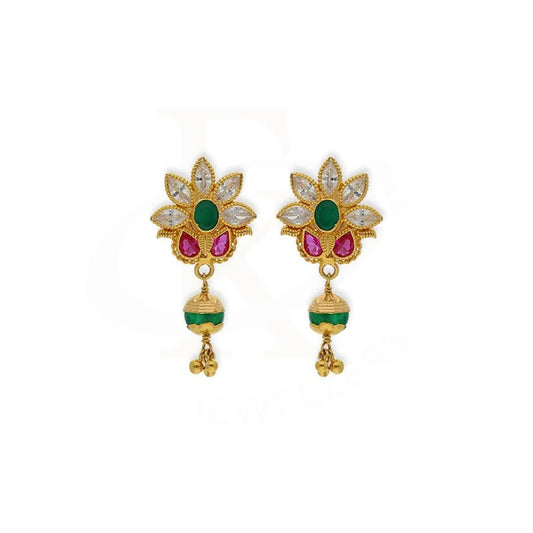 Gold Dome Shaped Jhumka Drop Earrings 22Kt - Fkjern22K2339