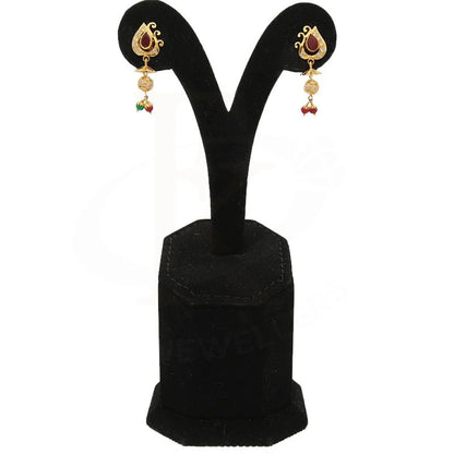 Gold Dome Shaped Jhumka Drop Earrings 22Kt - Fkjern22K2350