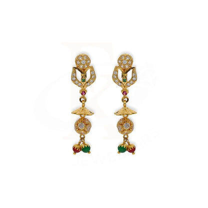 Gold Dome Shaped Jhumka Drop Earrings 22Kt - Fkjern22K2352