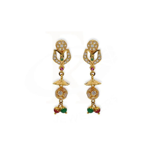 Gold Dome Shaped Jhumka Drop Earrings 22Kt - Fkjern22K2352