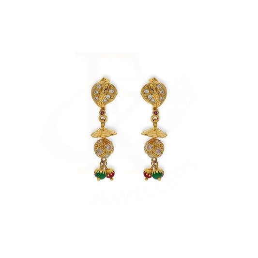 Gold Dome Shaped Jhumka Drop Earrings 22Kt - Fkjern22K2355