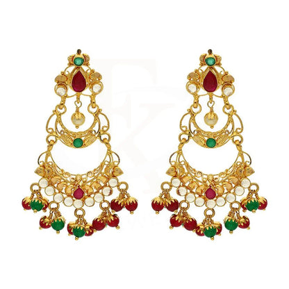 Gold Dome Shaped Jhumka Drop Earrings 22Kt - Fkjern22K2361