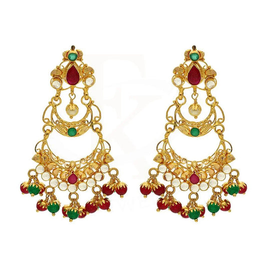 Gold Dome Shaped Jhumka Drop Earrings 22Kt - Fkjern22K2361