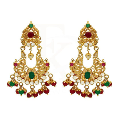 Gold Dome Shaped Jhumka Drop Earrings 22Kt - Fkjern22K2362