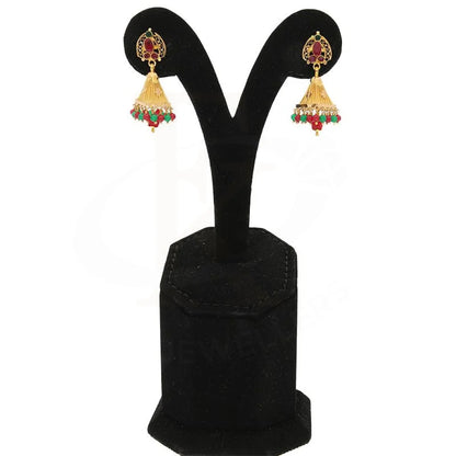 Gold Dome Shaped Jhumka Drop Earrings 22Kt - Fkjern22K2364