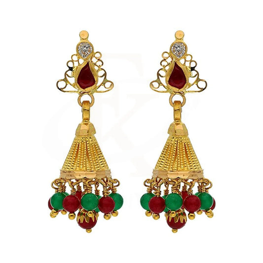 Gold Dome Shaped Jhumka Drop Earrings 22Kt - Fkjern22K2376