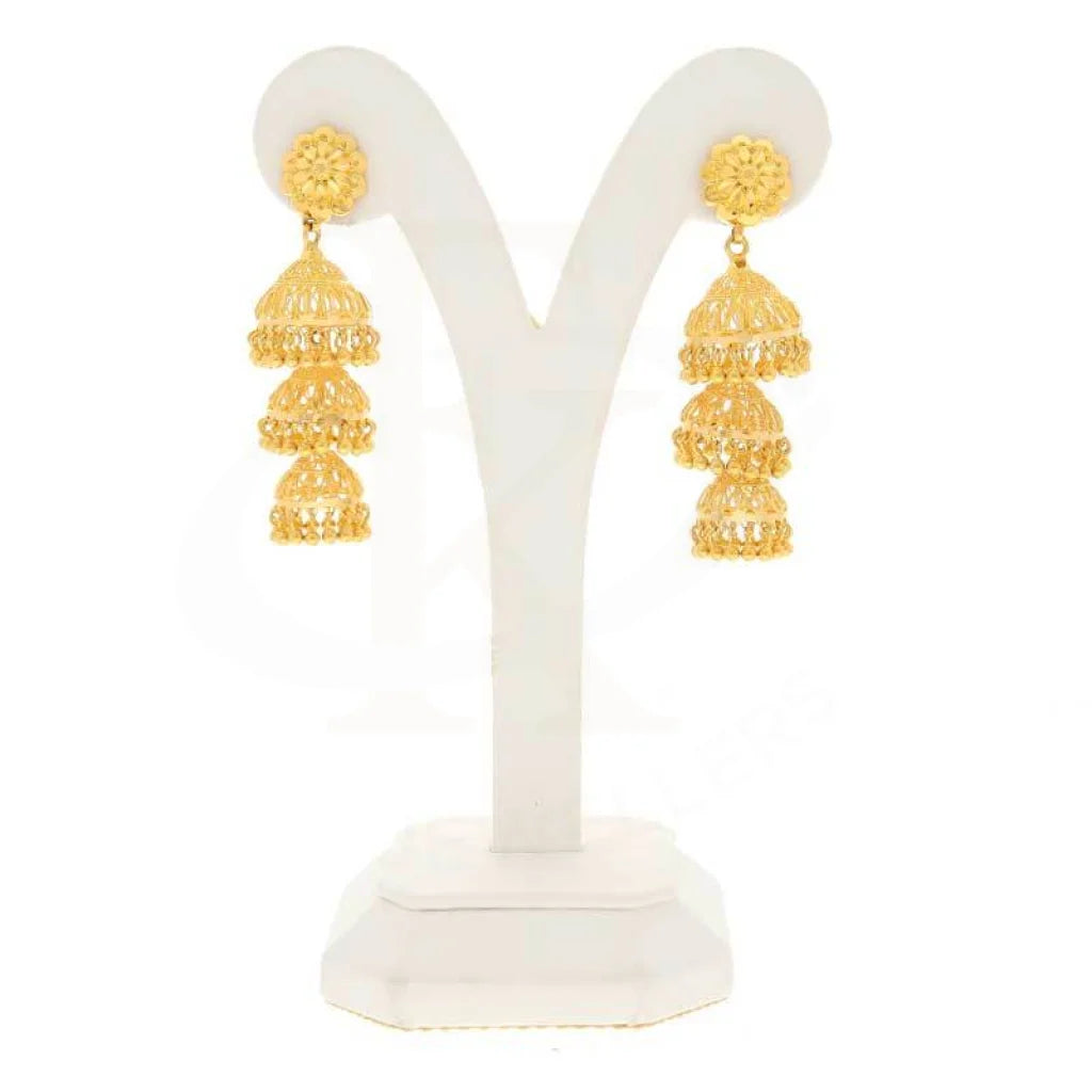 Gold Dome Shaped Jhumka Drop Earrings 22Kt - Fkjern22K2968