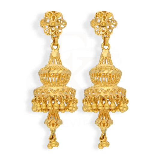 Gold Dome Shaped Jhumka Drop Earrings 22Kt - Fkjern22K2971