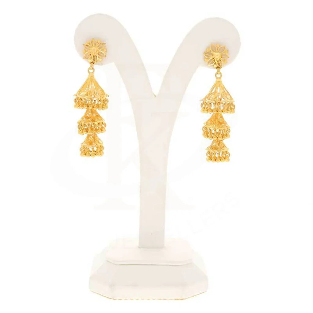 Gold Dome Shaped Jhumka Drop Earrings 22Kt - Fkjern22K2972