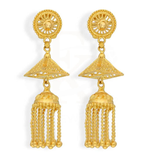 Gold Dome Shaped Jhumka Drop Earrings 22Kt - Fkjern22K2974