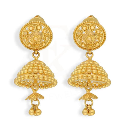 Gold Dome Shaped Jhumka Drop Earrings 22Kt - Fkjern22K2975