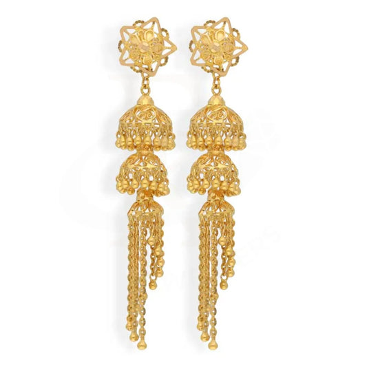 Gold Dome Shaped Jhumka Drop Earrings 22Kt - Fkjern22K2977