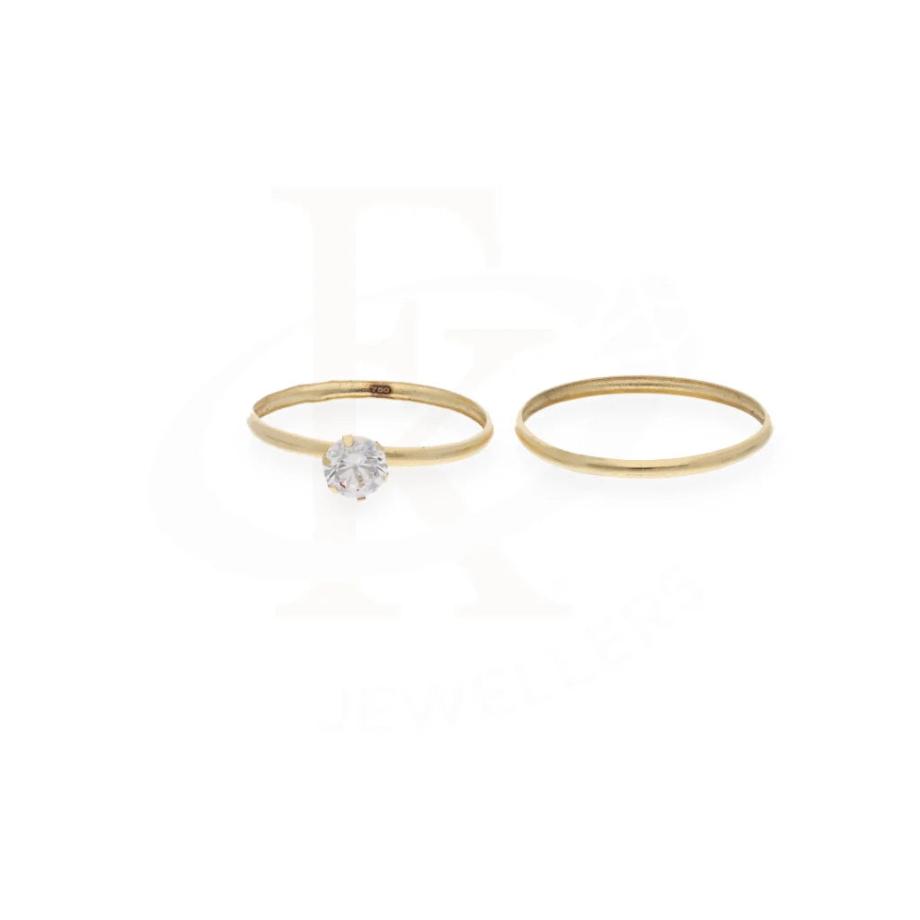 Gold Double Band Solitaire Ring 18Kt - Fkjrn18K8055 Rings