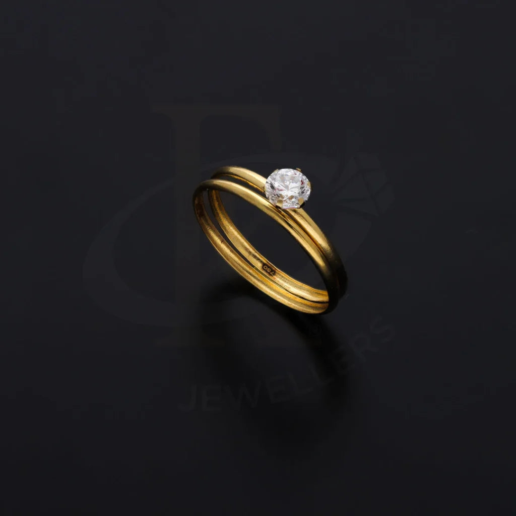 Gold Double Band Solitaire Ring 18Kt - Fkjrn18K8055 Rings