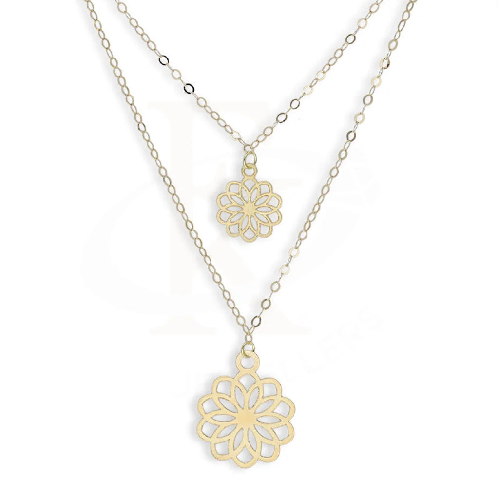 Gold Double Flower Necklace 18Kt - Fkjnkl18Km5299 Necklaces