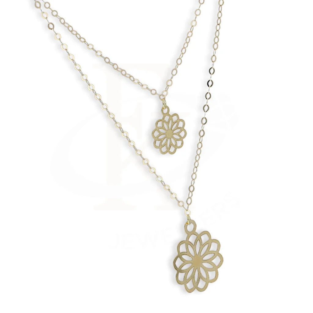 Gold Double Flower Necklace 18Kt - Fkjnkl18Km5299 Necklaces