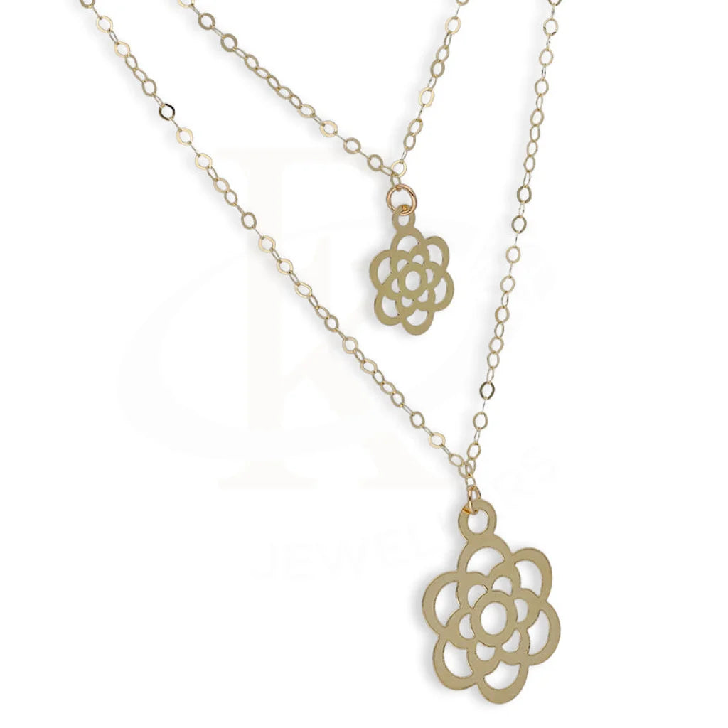 Gold Double Flower Necklace 18Kt - Fkjnkl18Km5309 Necklaces