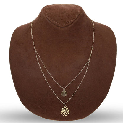 Gold Double Flower Necklace 18Kt - Fkjnkl18Km5313 Necklaces