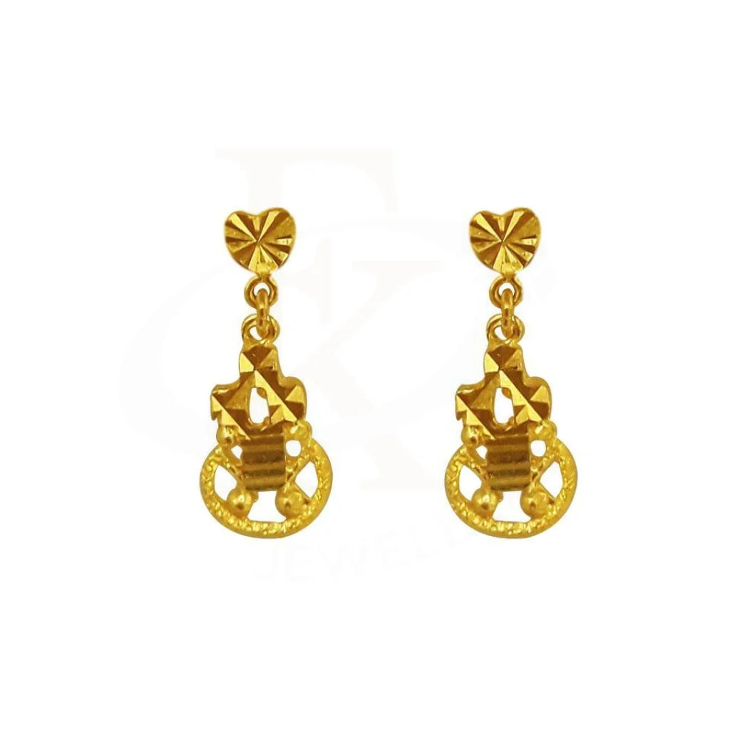 Gold Drop Earrings 22Kt - Fkjern1606